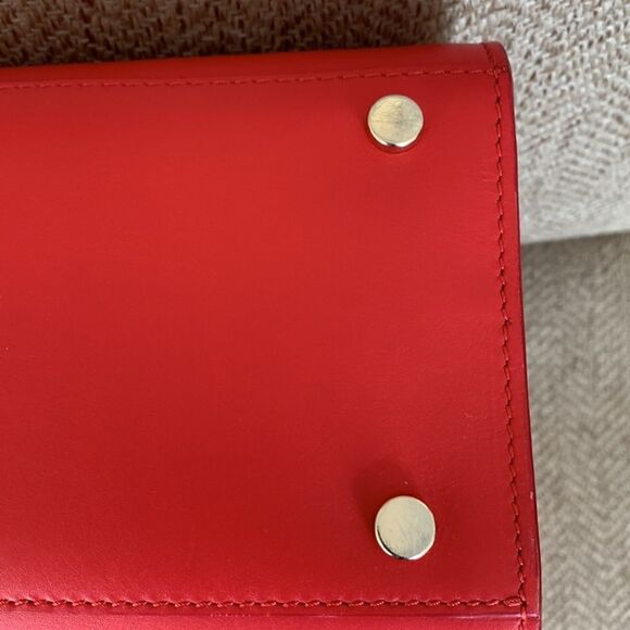 BRUNOMAGLI SMOOTH LEATHER CHAIN EXPANDABLE TOTE - RED - Picture 10 of 12